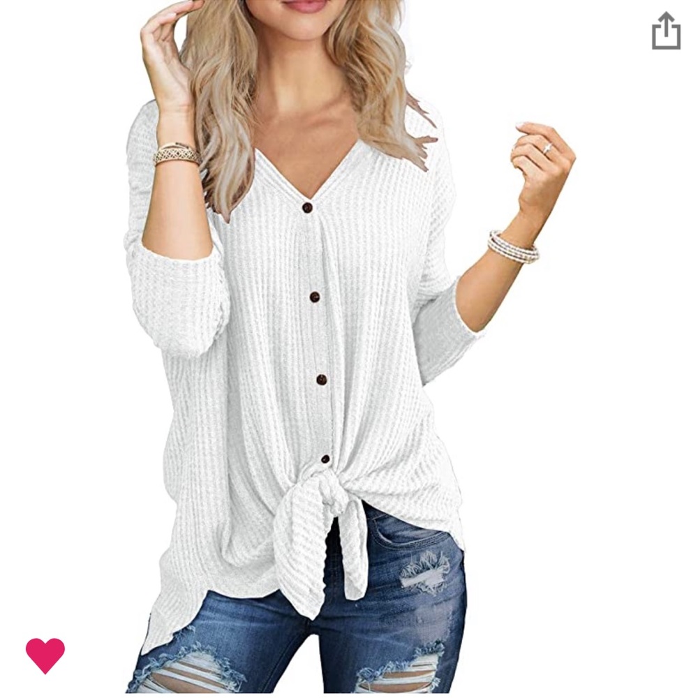 Iwollence Women’s Waffle Knit Tunic Blouse
